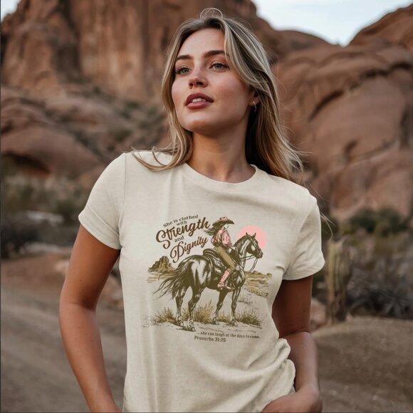Kerusso grace & truth Women's Adult Short Sleeve T-Shirt "Cowgirl Strength' New - Picture 3 of 3
